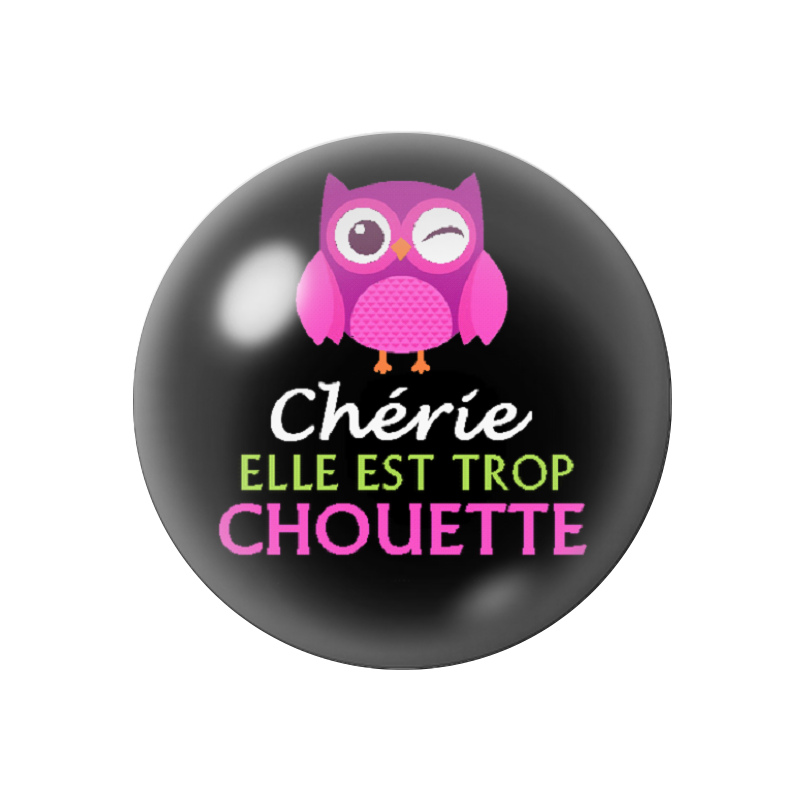 Cabochon en Verre Illustré "Chérie trop chouette" Amour St Valentin 12 à 25mm