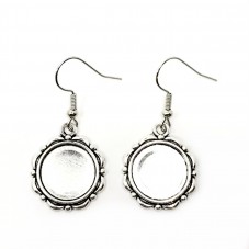 1 Paire de Support Boucle d'Oreille Argenté pour Cabochon 14mm pour la Création de Bijoux Fantaisie - DIY