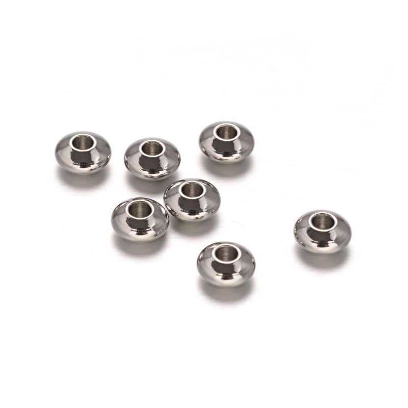 10 Perles Intercalaires en Acier Inoxydable Argenté 6mm