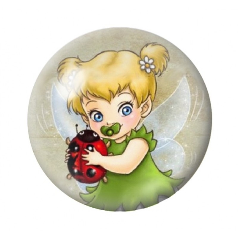 Cabochon en Verre Illustré Fée Princesse 12 à 25mm