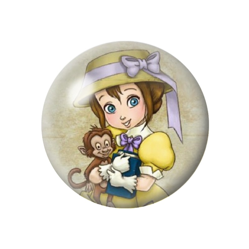 Cabochon en Verre Illustré Princesse 12 à 25mm