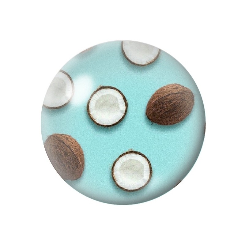 Cabochon en Verre Illustré Fruit Noix de Coco 12 à 25mm