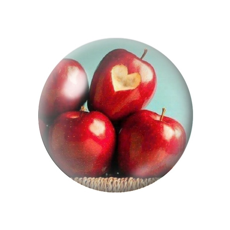Cabochon en Verre Illustré Fruit Pommes 12 à 25mm