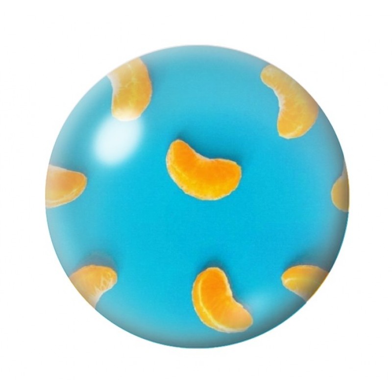 Cabochon en Verre Illustré Fruit Clémentine 12 à 25mm