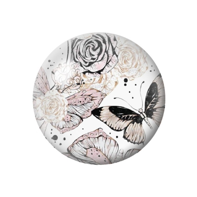 Cabochon en Verre Illustré Fleurs 12 à 25mm