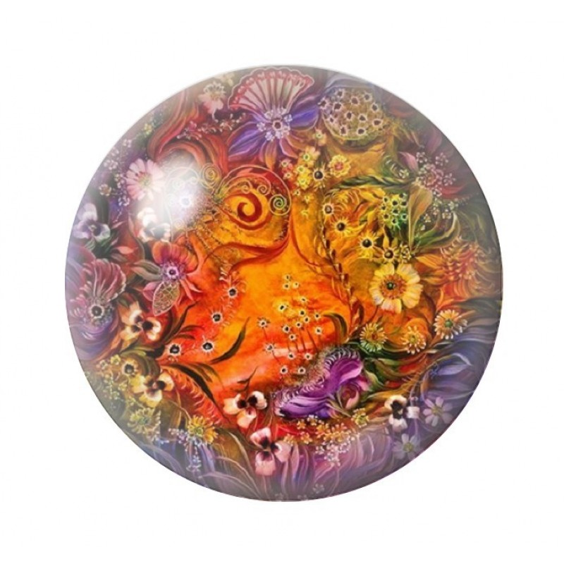 Cabochon en Verre Illustré Fleurs 12 à 25mm