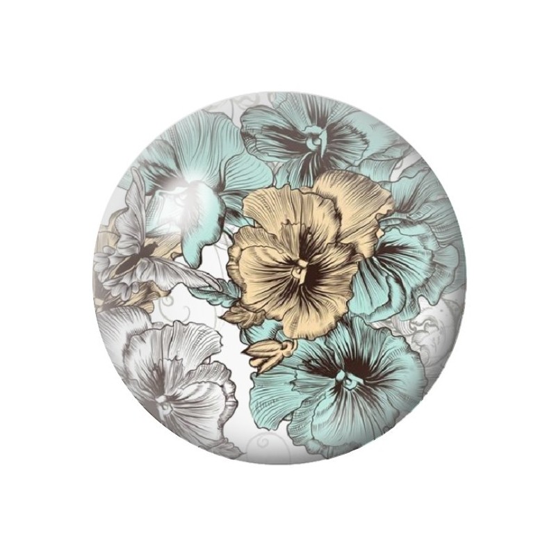 Cabochon en Verre Illustré Fleurs 12 à 25mm