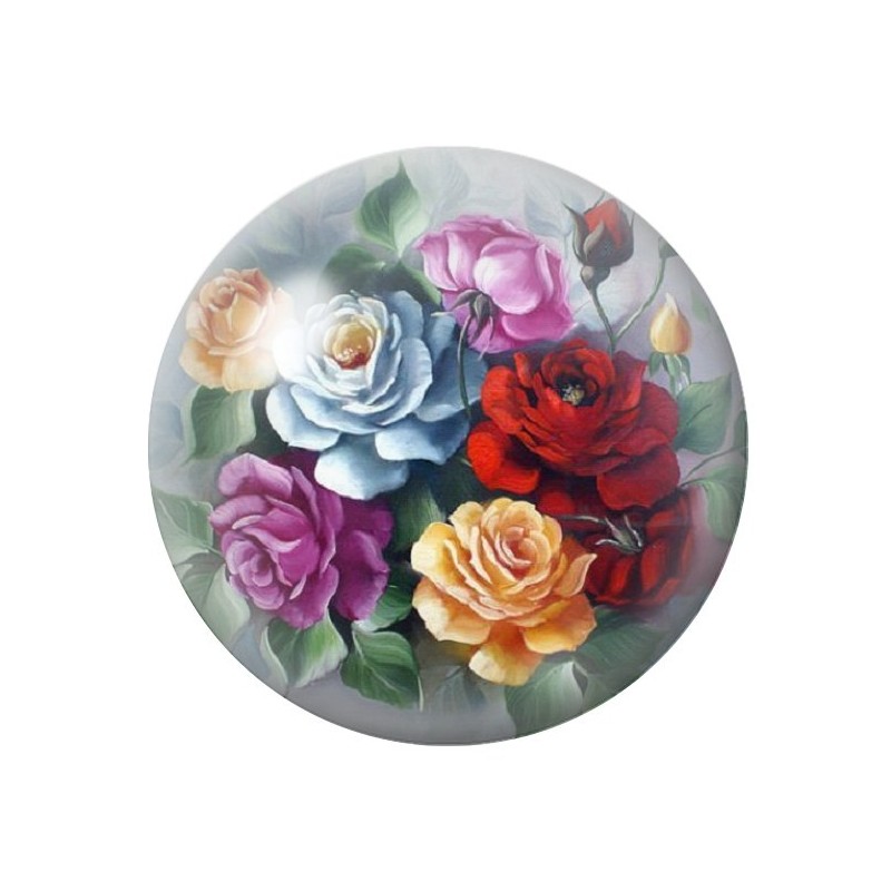 Cabochon en Verre Illustré Fleurs 12 à 25mm