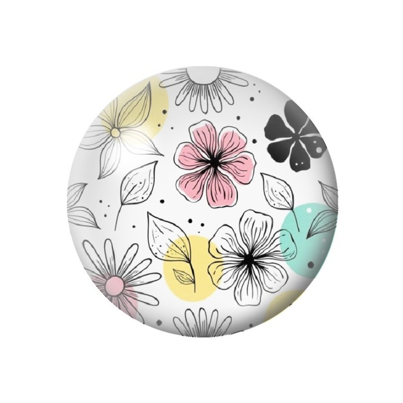 Cabochon en Verre Illustré Fleurs 12 à 25mm