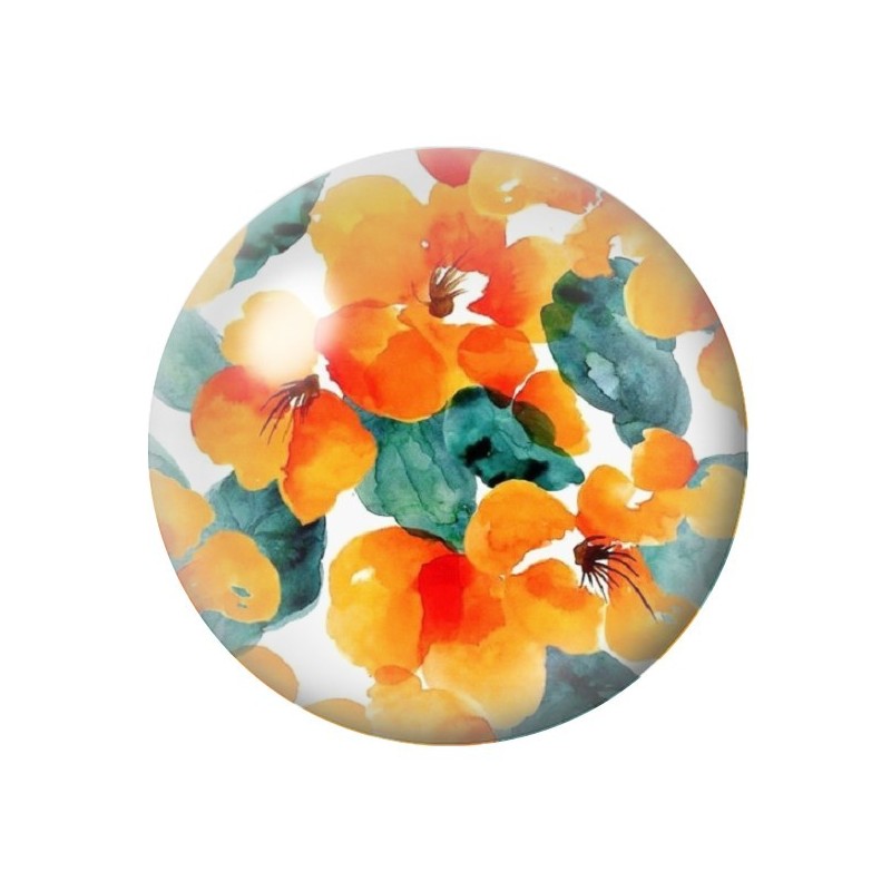 Cabochon en Verre Illustré Fleurs 12 à 25mm