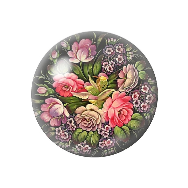 Cabochon en Verre Illustré Fleurs 12 à 25mm
