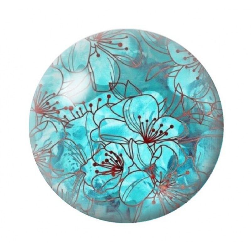 Cabochon en Verre Illustré Fleurs 12 à 25mm