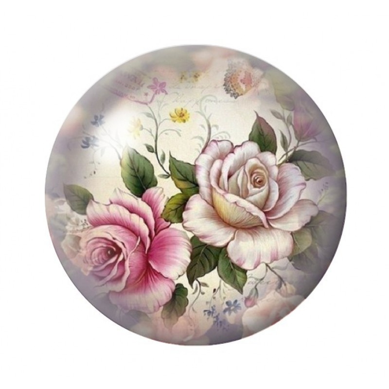 Cabochon en Verre Illustré Fleurs 12 à 25mm