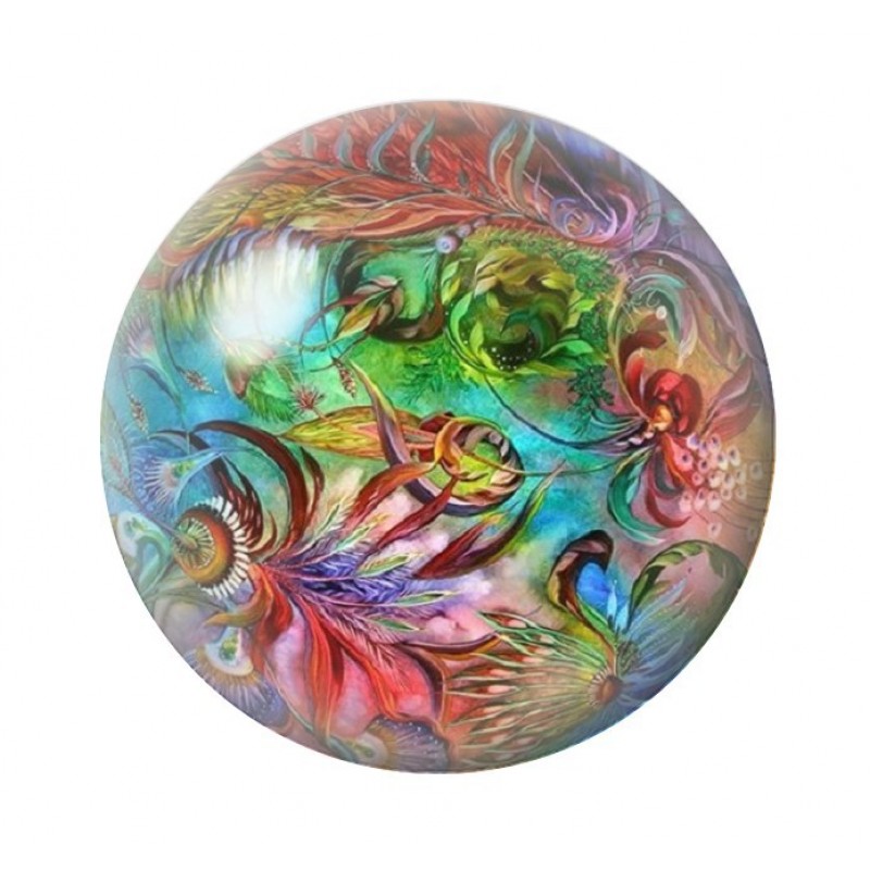 Cabochon en Verre Illustré Fleurs 12 à 25mm
