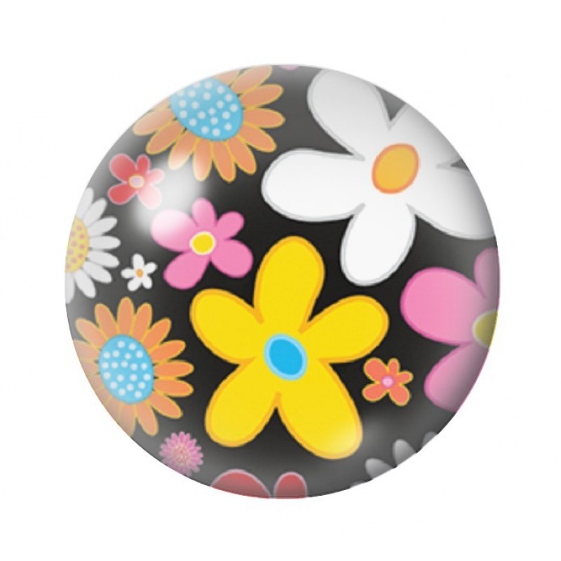 Cabochon en Verre Illustré Fleurs 12 à 25mm