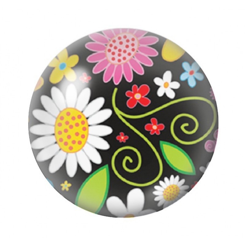 Cabochon en Verre Illustré Fleurs 12 à 25mm
