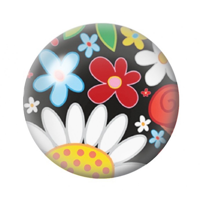 Cabochon en Verre Illustré Fleurs 12 à 25mm