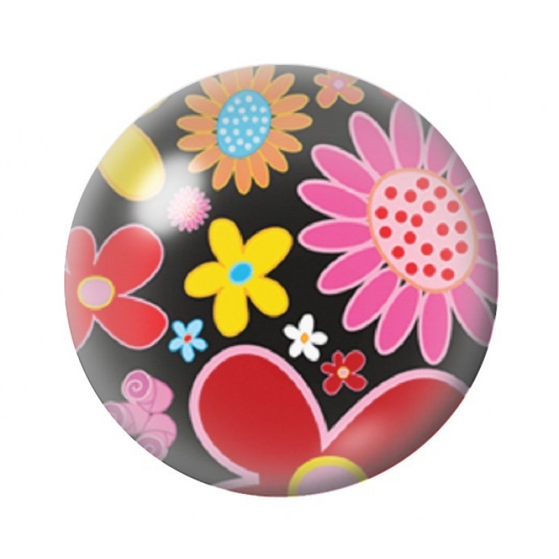 Cabochon en Verre Illustré Fleurs 12 à 25mm