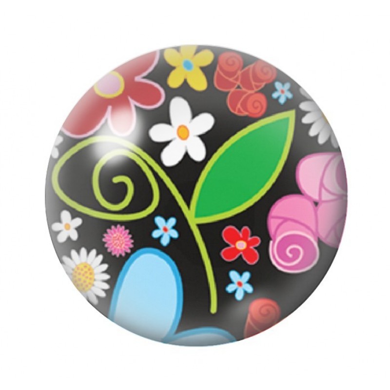 Cabochon en Verre Illustré Fleurs 12 à 25mm