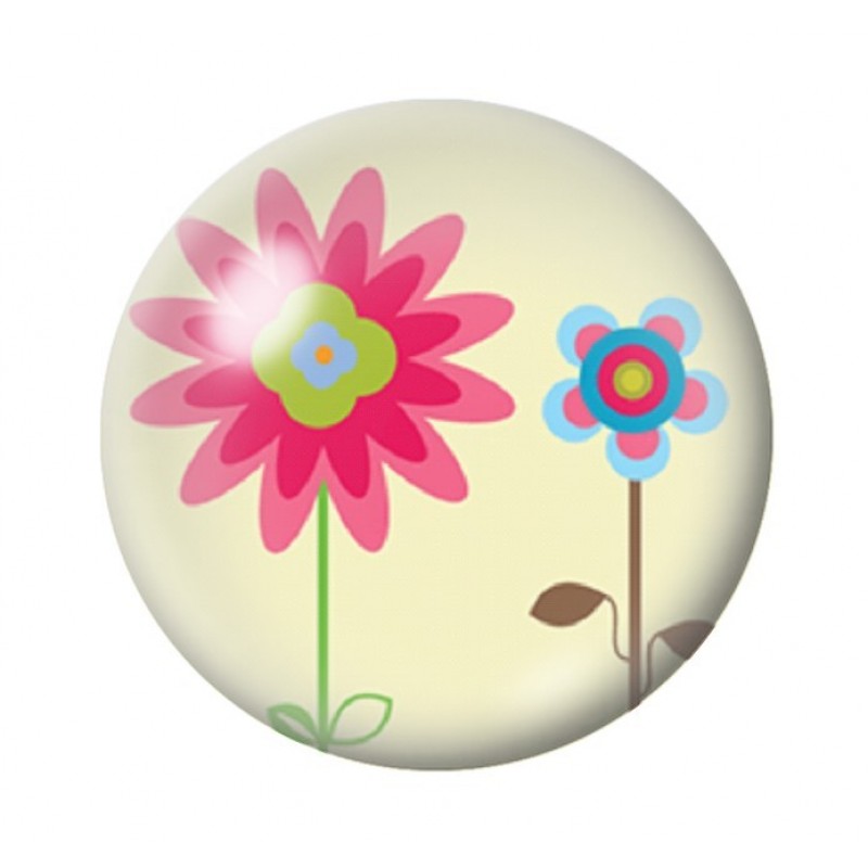 Cabochon en Verre Illustré Fleurs 12 à 25mm