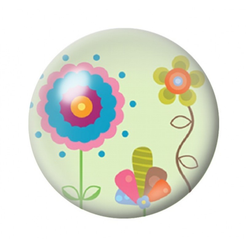 Cabochon en Verre Illustré Fleurs 12 à 25mm