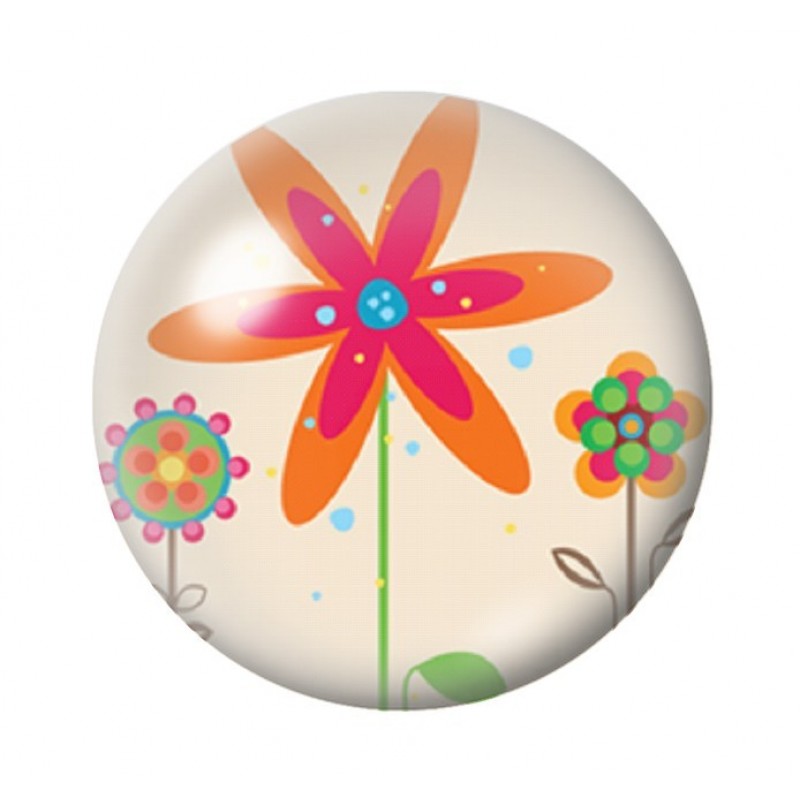 Cabochon en Verre Illustré Fleurs 12 à 25mm
