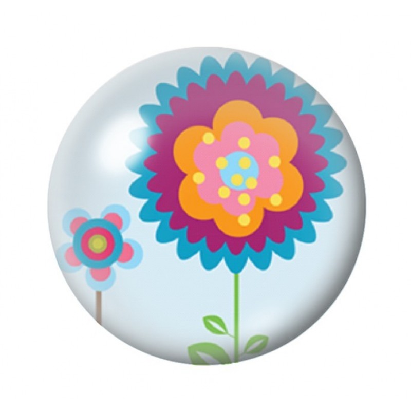 Cabochon en Verre Illustré Fleurs 12 à 25mm