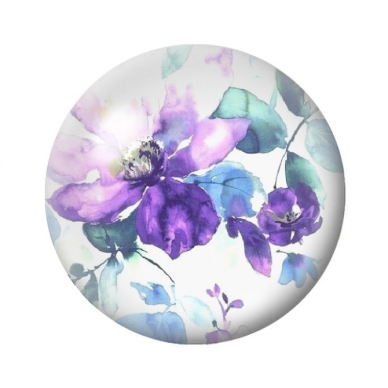 Cabochon en Verre Illustré Fleurs 12 à 25mm
