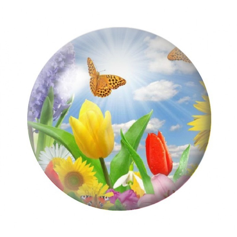 Cabochon en Verre Illustré Fleurs 12 à 25mm