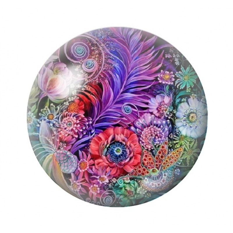 Cabochon en Verre Illustré Fleurs 12 à 25mm