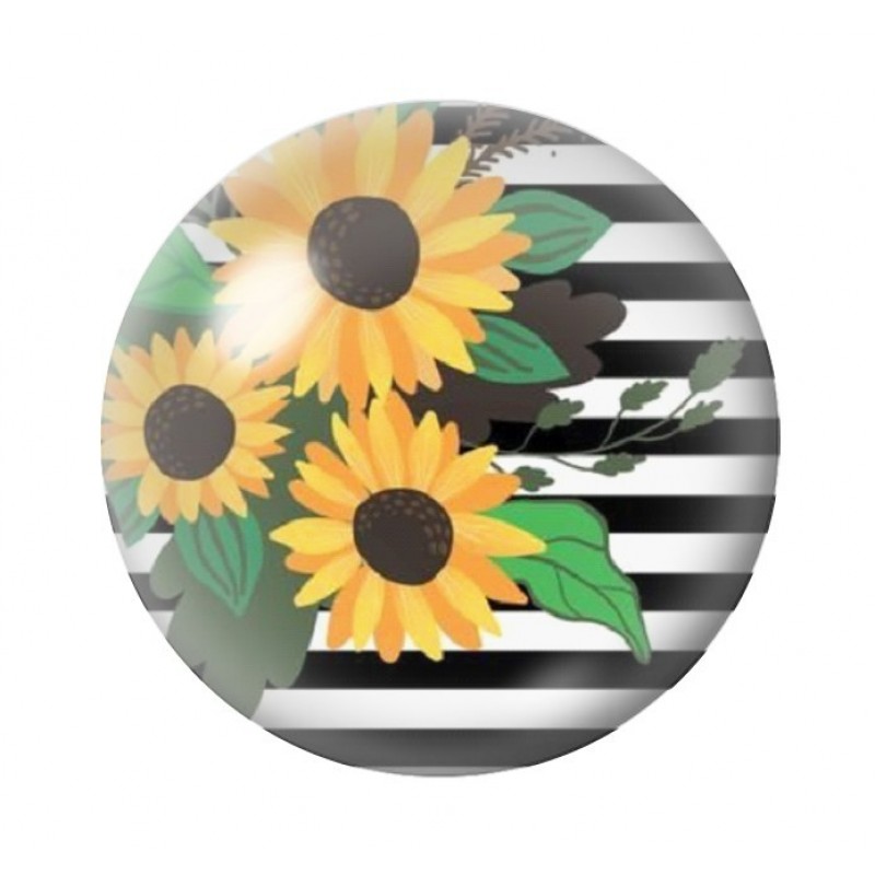 Cabochon en Verre Illustré Fleurs Tournesols 12 à 25mm