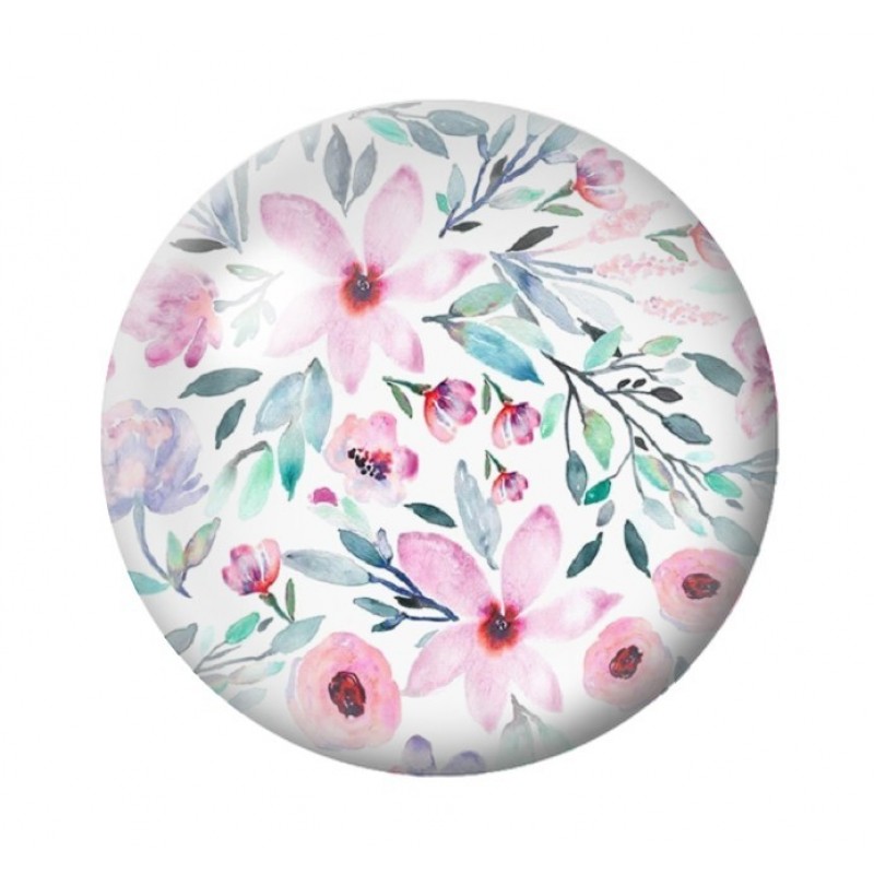 Cabochon en Verre Illustré Fleurs 12 à 25mm