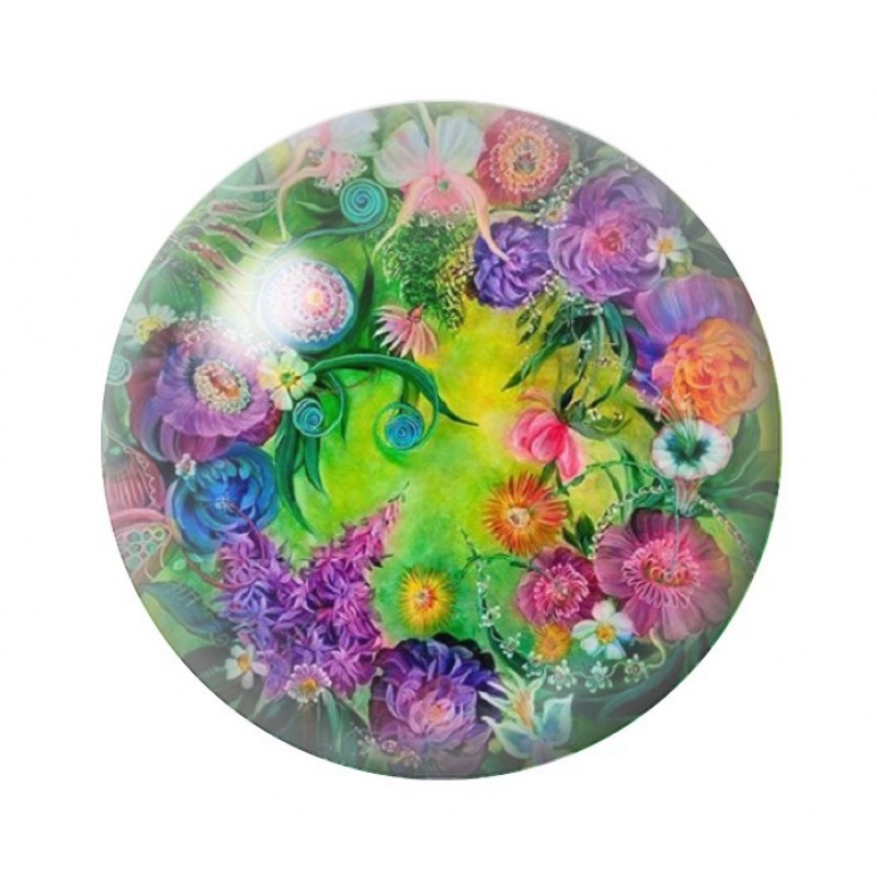 Cabochon en Verre Illustré Fleurs 12 à 25mm