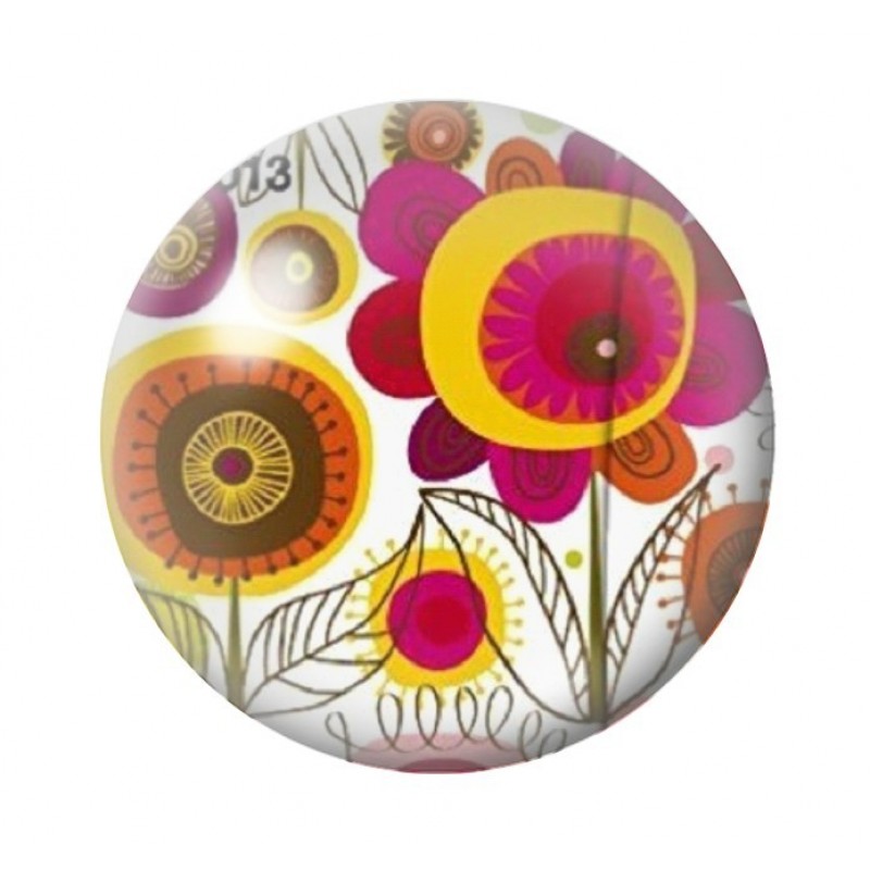 Cabochon en Verre Illustré Fleurs 12 à 25mm
