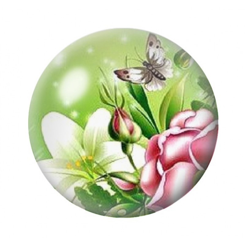 Cabochon en Verre Illustré Fleurs 12 à 25mm
