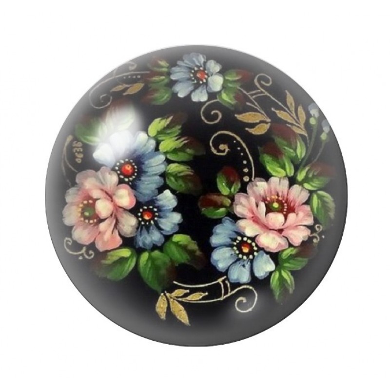 Cabochon en Verre Illustré Fleurs 12 à 25mm