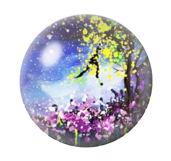Cabochon en Verre Illustré Fleurs 12 à 25mm