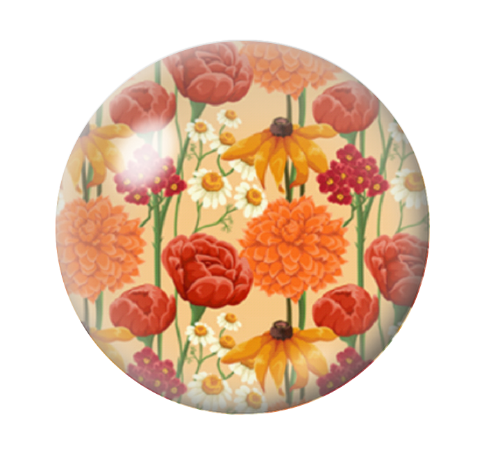 Cabochon en Verre Illustré Fleurs 12 à 25mm