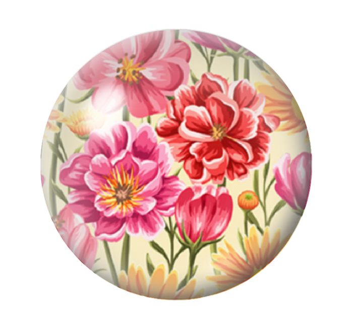 Cabochon en Verre Illustré Fleurs 12 à 25mm