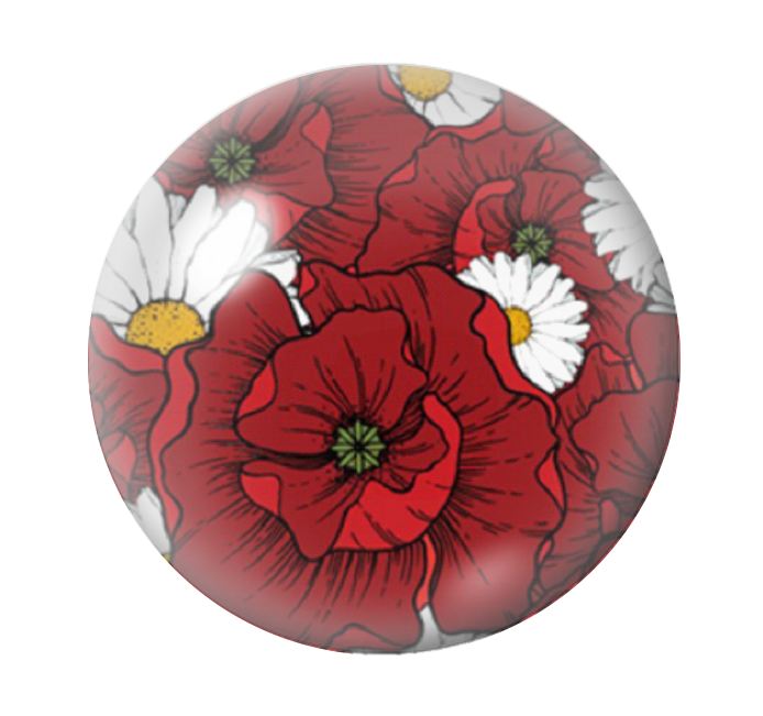 Cabochon en Verre Illustré Fleurs 12 à 25mm