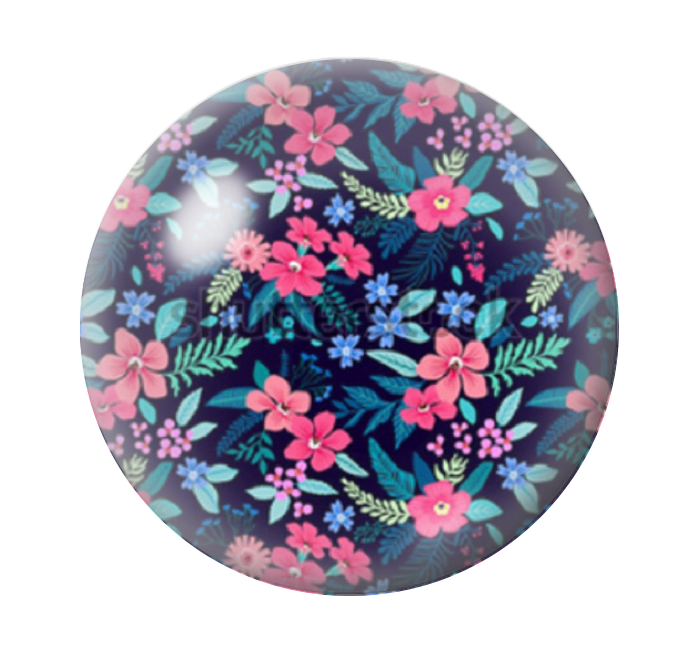Cabochon en Verre Illustré Fleurs 12 à 25mm