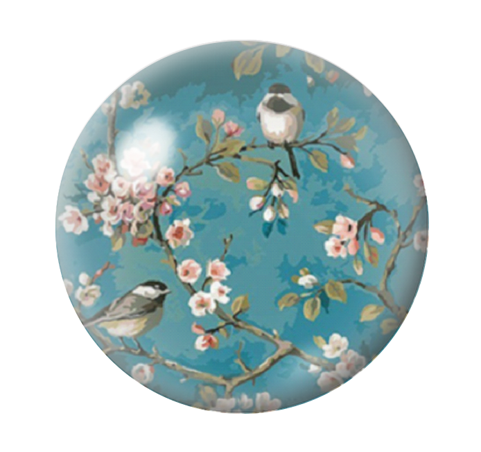 Cabochon en Verre Illustré Fleurs Oiseaux 12 à 25mm