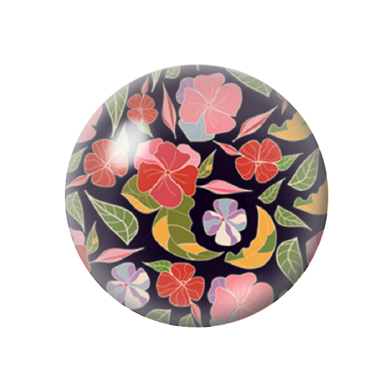 Cabochon en Verre Illustré Fleurs 12 à 25mm