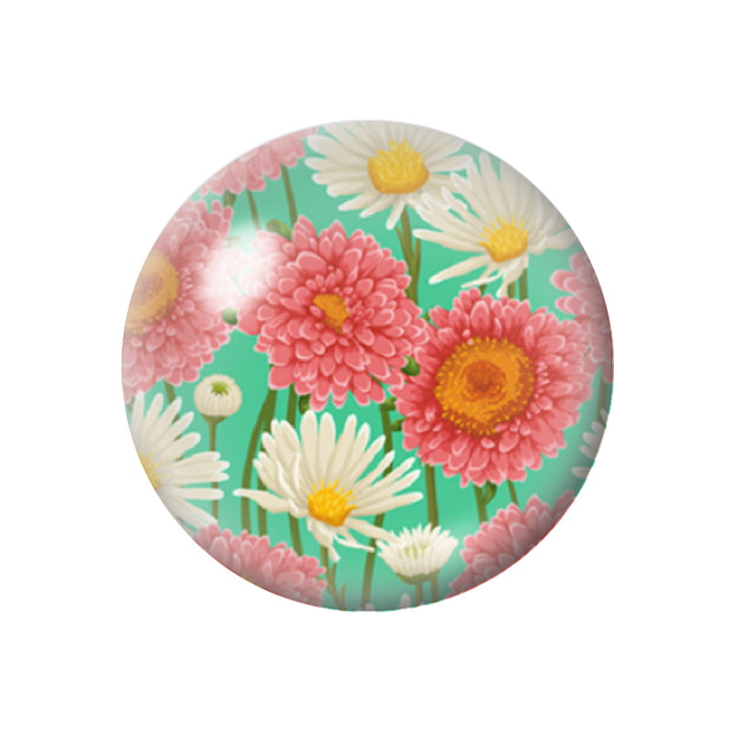Cabochon en Verre Illustré Fleurs 12 à 25mm