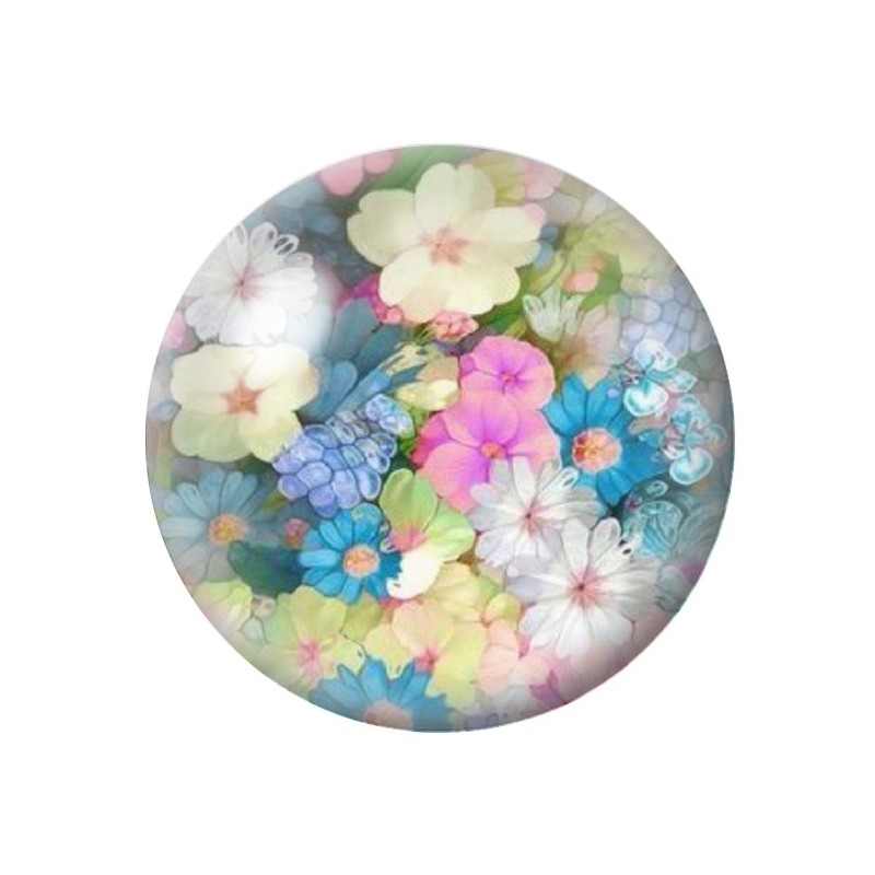 Cabochon en Verre Illustré Fleurs 12 à 25mm
