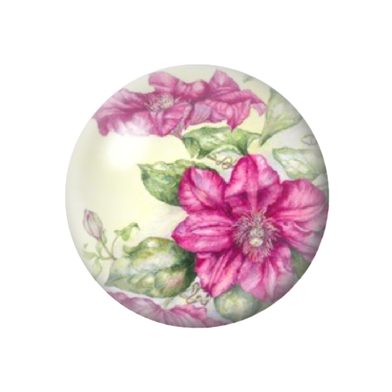 Cabochon en Verre Illustré Fleurs 12 à 25mm