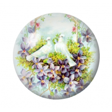 Cabochon en Verre Illustré Fleurs Colombes 12 à 25mm pour la Création de Bijoux Fantaisie - DIY