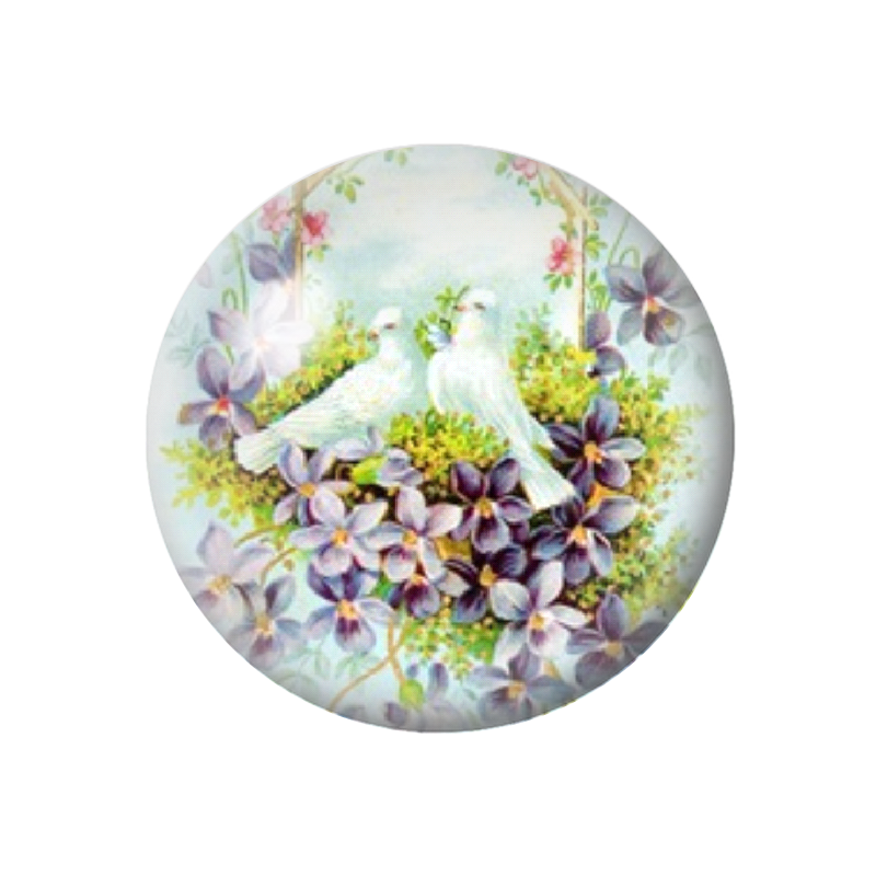 Cabochon en Verre Illustré Fleurs Colombes 12 à 25mm
