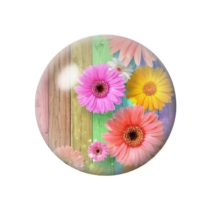 Cabochon en Verre Illustré Fleurs 12 à 25mm