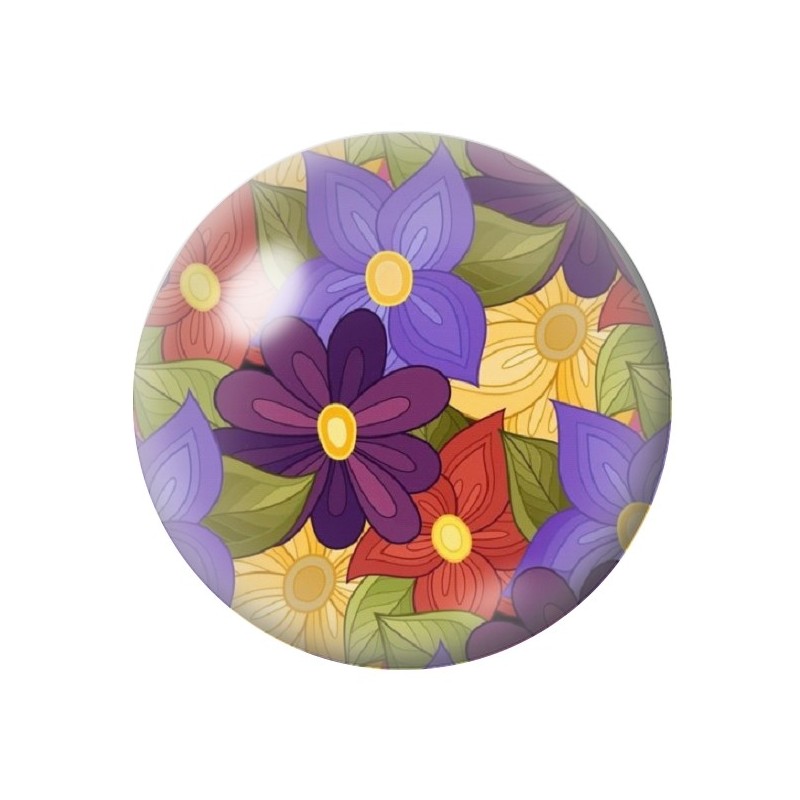 Cabochon en Verre Illustré Fleurs 12 à 25mm
